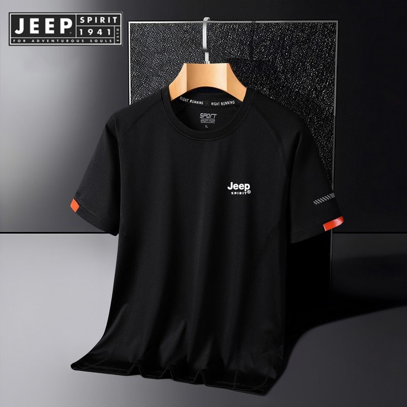 JEEP SPIRIT 1941 ESTD เสื้อยืดแขนสั้น ผ้าเรยอน แบบบาง แห้งเร็ว สําหรับผู้ชาย