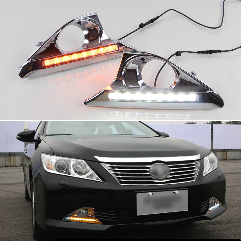 ไฟเลี้ยว LED 12V สีเหลือง กันน้ํา สําหรับ Toyota Camry 2012 2013 2014 2 ชิ้น
