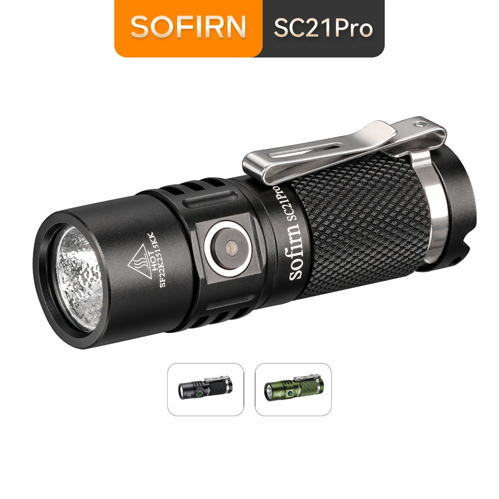 Sofirn SC21 Pro ไฟฉาย LED ขนาดเล็ก 1000 Lumen Anduril UI 2.0 ไดรเวอร์ 5000K ชาร์จได้ กันน้ํา Ipx7 ฝา