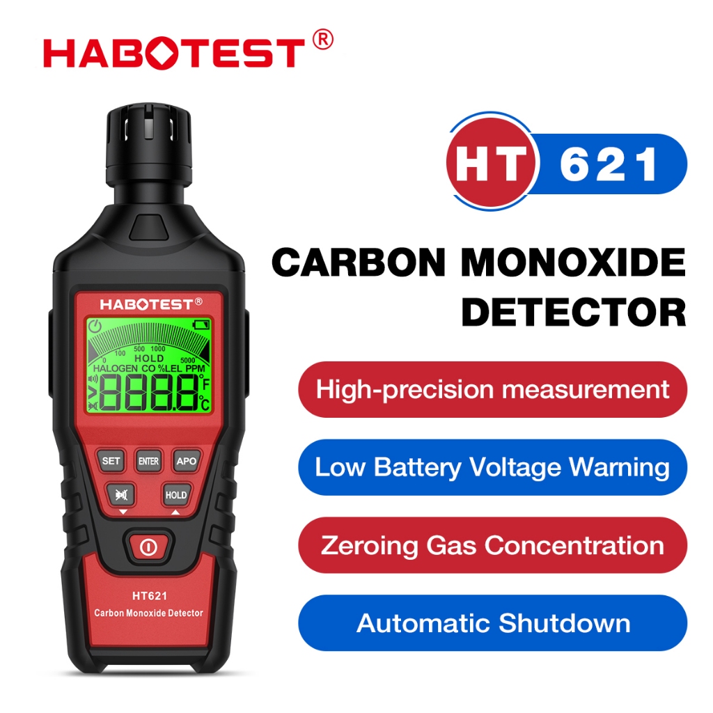 Habotest HT621 เครื่องตรวจจับก๊าซคาร์บอนมอนอกไซด์อัจฉริยะ CO ควัน คุณภาพสูง