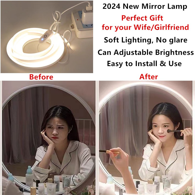 แถบไฟนีออน LED 5V หรี่แสงได้ ยืดหยุ่น กันน้ํา สําหรับติดกระจกแต่งหน้า ห้องน้ํา ร้านตัดผม