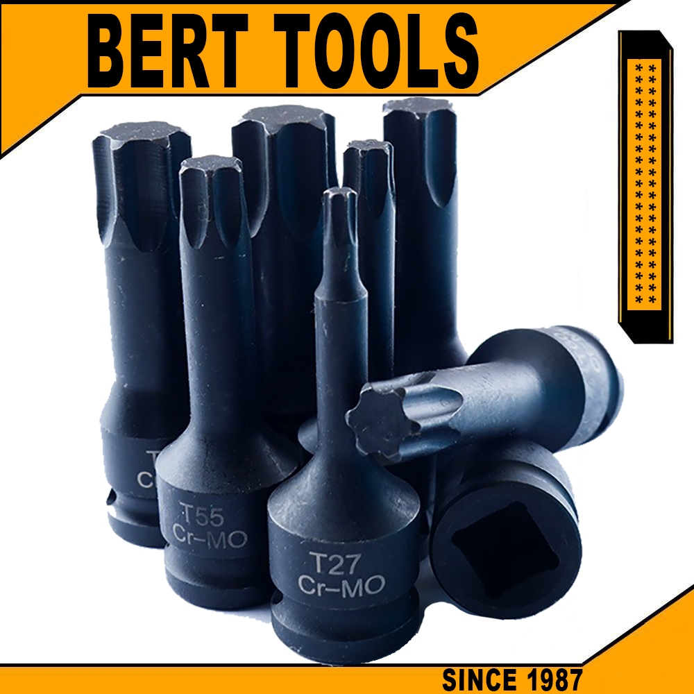 BERT ｜1 ชิ้น ชุดบล็อก บล็อกลม บล็อกที ลูกบล็อกเดือยโผล่ดำยาวหัวท๊อกซ์ CR-MO ชุดบล็อก บล็อกลม 1/2 นิ้ว T20 - T100