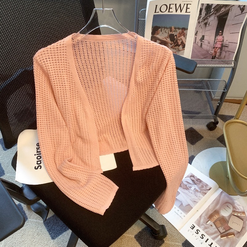 เสื้อคาร์ดิแกน ผ้าเรยอนถัก กันแดด แบบบาง เข้ากับทุกการแต่งกาย แฟชั่นฤดูร้อน สําหรับผู้หญิง - รูปที่ 2