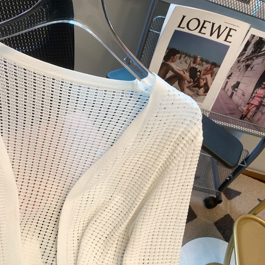 เสื้อคาร์ดิแกน ผ้าเรยอนถัก กันแดด แบบบาง เข้ากับทุกการแต่งกาย แฟชั่นฤดูร้อน สําหรับผู้หญิง - รูปที่ 5