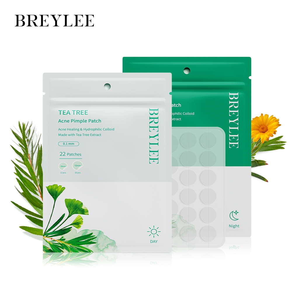 Breylee แผ่นแปะสิว ชาทรี ต้านการอักเสบ กันน้ํา ดูดซับสิว 22 แผ่น