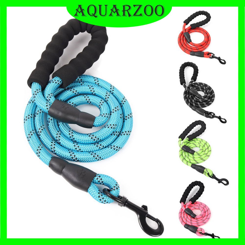 Aquarzoo สายจูงสุนัข สะท้อนแสง 1.5 ม. พร้อมที่จับสบาย ปลอดภัย สําหรับฝึกสุนัข เดินกลางคืน