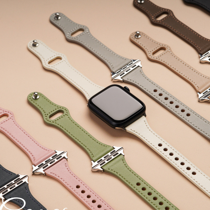 สายนาฬิกาข้อมือหนังแท้ ขนาดเล็ก สําหรับ Apple Watch S9 8 7 SE 45 40 41 49 มม.