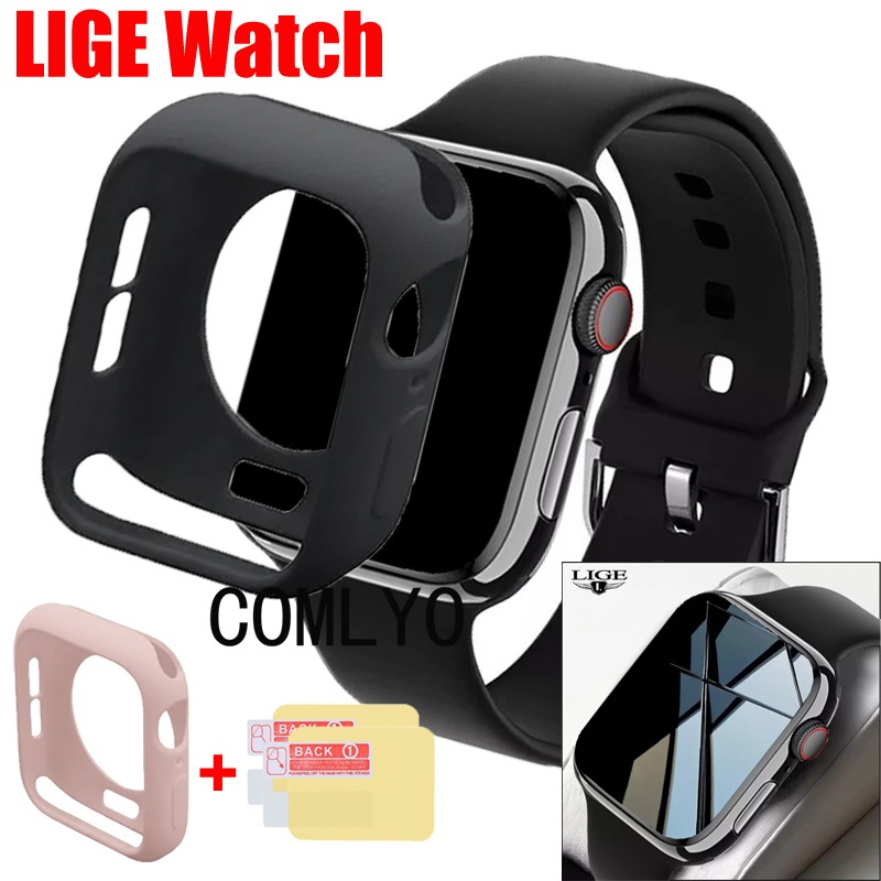 สําหรับ LIGE Smart Watch 1.83 นิ้ว เคสซิลิโคน นิ่ม ป้องกัน กันชน ฟิล์มกันรอยหน้าจอ 45 มม
