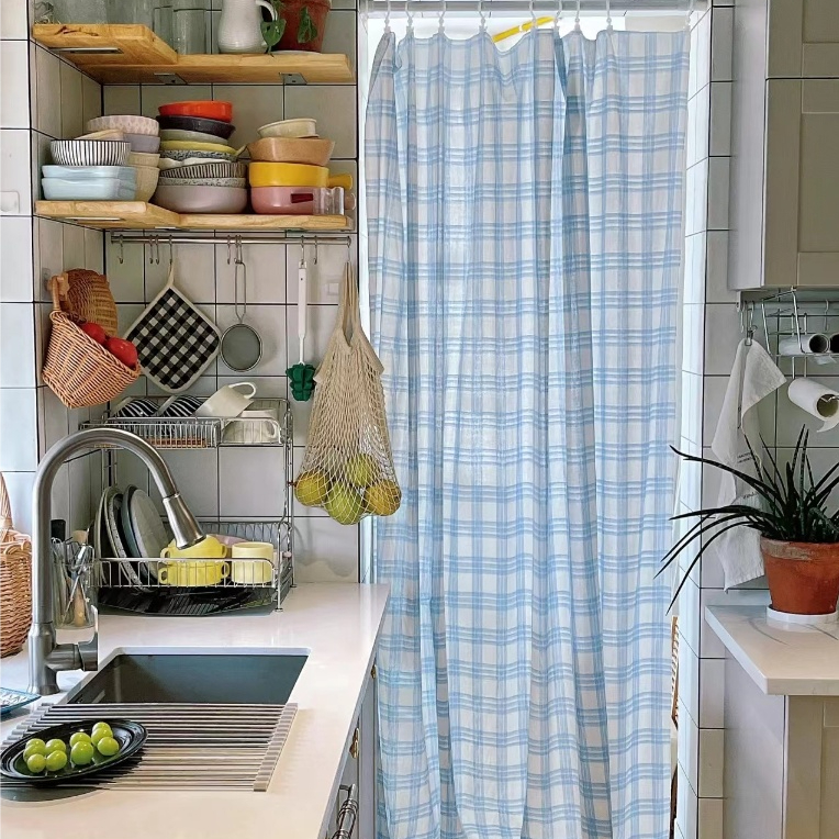 แนะนำ ผ้าม่าน ผ้าม่านโปร่งแสง, เกาหลี, กั้นห้อง, ตกแต่งหน้าต่างลายตาหมากรุก, มีขนาดที่กําหนดเอง ราคาพิเศษ มีเก็บเงินปลายทาง