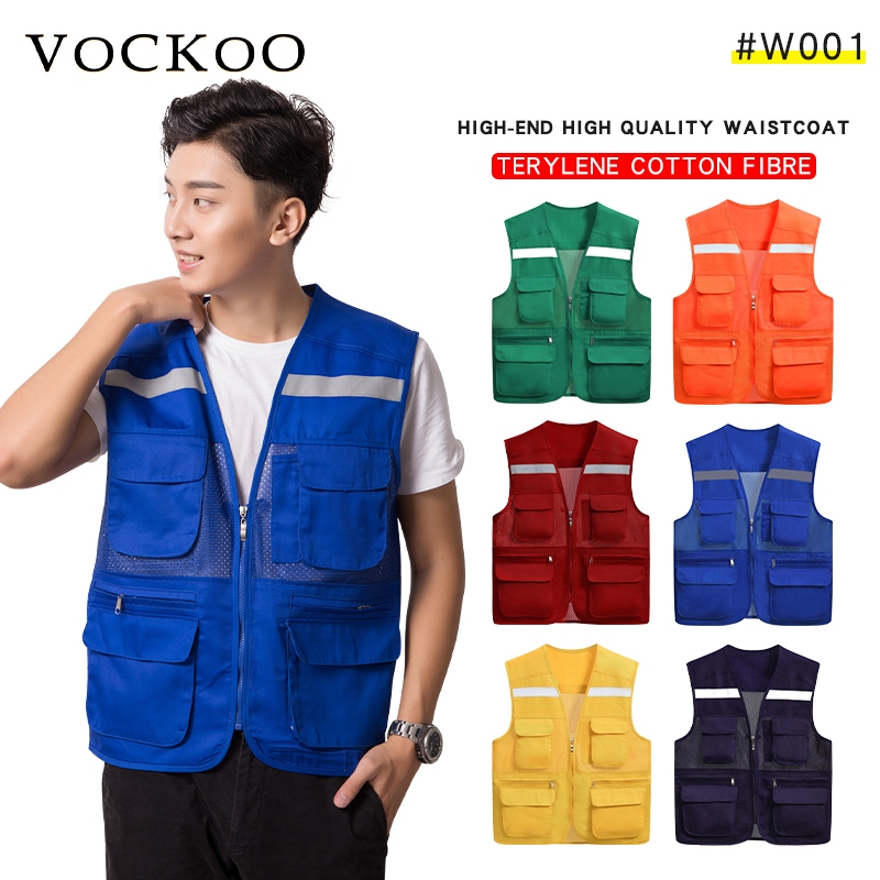 Vockoo# เสื้อยืดระบายอากาศผ้าตาข่าย คอวี สะท้อนแสง ปรับแต่ง สําหรับกลางแจ้ง