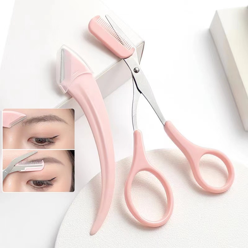 กรรไกรตัดคิ้ว พร้อมหวี ใบมีดขูดคิ้ว