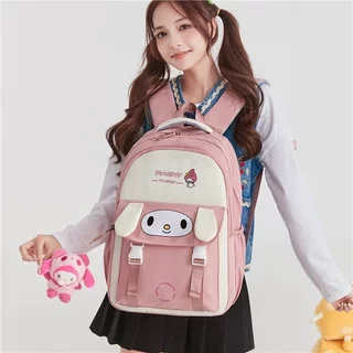 กระเป๋าเป้ Sanrio น่ารัก Kuromi กระเป๋านักเรียนนักเรียนความจุขนาดใหญ่กระเป๋าลำลองของขวัญสำหรับเด็ก