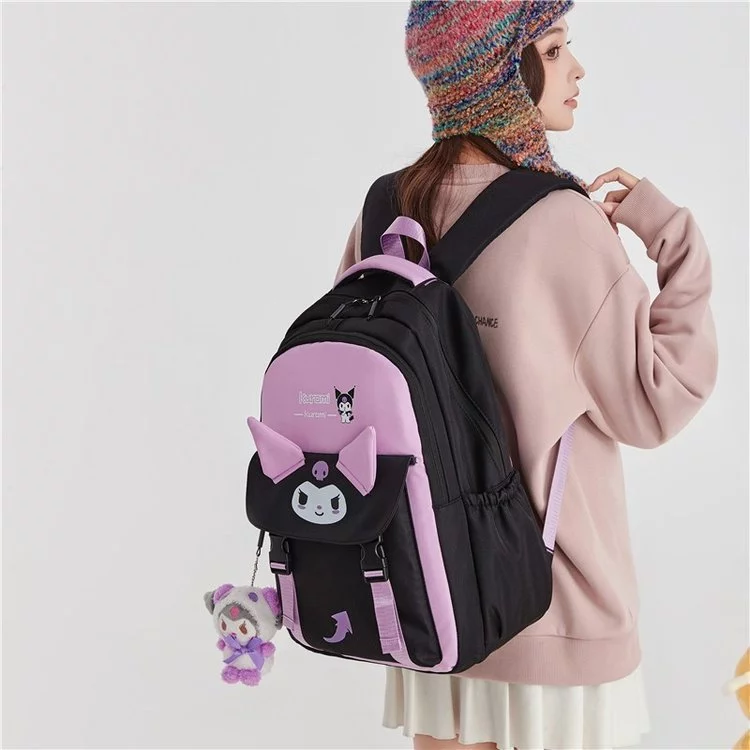 กระเป๋าเป้ Sanrio น่ารัก Kuromi กระเป๋านักเรียนนักเรียนความจุขนาดใหญ่กระเป๋าลำลองของขวัญสำหรับเด็ก