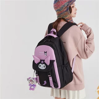 กระเป๋าเป้ Sanrio น่ารัก Kuromi กระเป๋านักเรียนนักเรียนความจุขนาดใหญ่กระเป๋าลำลองของขวัญสำหรับเด็ก