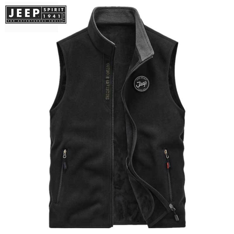 Jeep SPIRIT 1941 ESTD เสื้อกั๊กลําลอง ผ้าฟลีซ และขนแกะ แบบบาง ให้ความอบอุ่น สําหรับผู้ชาย