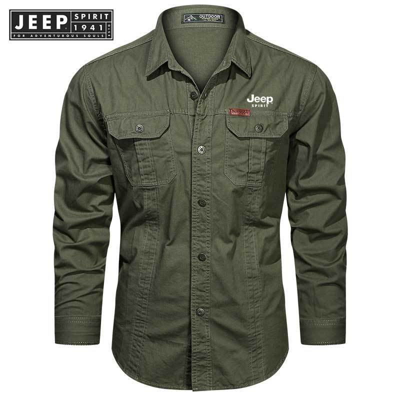 JEEP SPIRIT 1941 ESTD เสื้อเชิ้ตแขนยาว ผ้าลินิน ลายสก๊อต แฟชั่นสําหรับผู้ชาย 2022