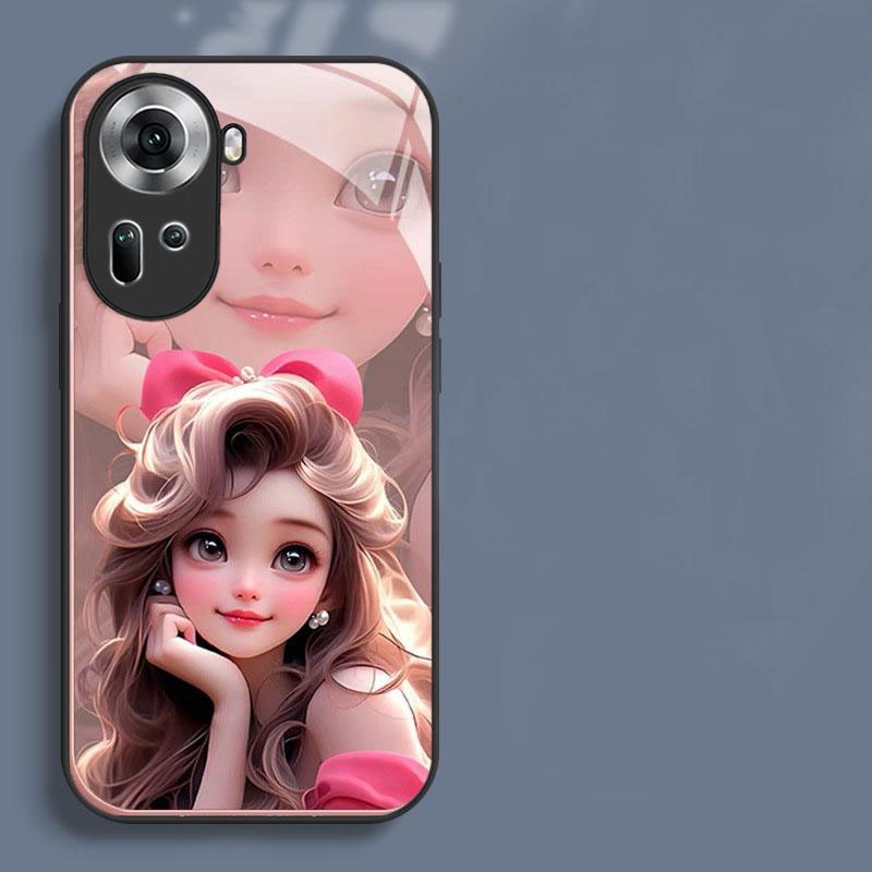 เคส OPPO Reno11F Reno11 5G เคส OPPO Reno 11 Pro 5G เคส โทรศัพท์มือถือกระจก กันกระแทก ป้องกันเลนส์กล้อง ลายเจ้าหญิงรันเวย์น่ารัก หรูหรา สําหรับ