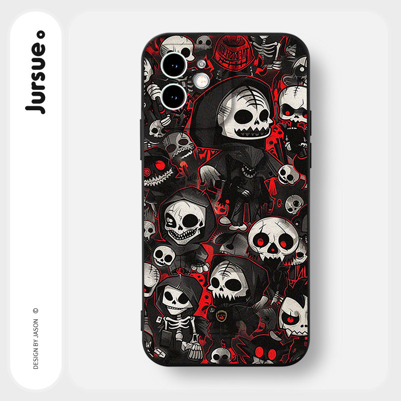 JURSUE สีดำ เคสไอโฟน เคสซิลิโคนนุ่มกันกระแทกน่ารักตลก เคสโทรศัพท์ Compatible for iPhone 16 15 14 13 12 11 Pro Max SE 2020 X XR XS 8 7 Plus พลัส Y4680Q