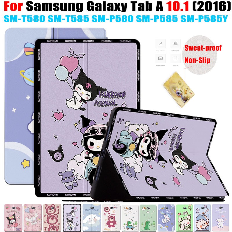 สําหรับ Samsung Galaxy Tab A 10.1 (2016) น่ารักการ์ตูนรูปแบบกรณีแท็บเล็ต SM-T580 SM-T585 SM-P580 SM-P585 SM-P585Y คุณภาพสูง Sweatproof PU หนังฝาครอบ