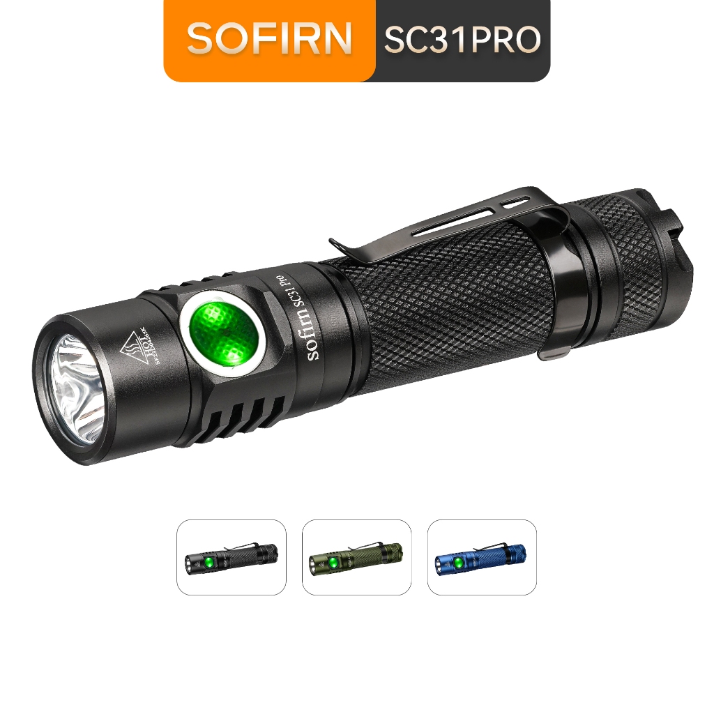 Sofirn SC31Pro ไฟฉาย 2000 Lumen พร้อมไฟ LED Sst40 Type C ชาร์จได้ Anduril 2.0 สีเขียว สําหรับตั้งแคมป์ เดินป่า ตกปลา กลางแจ้ง