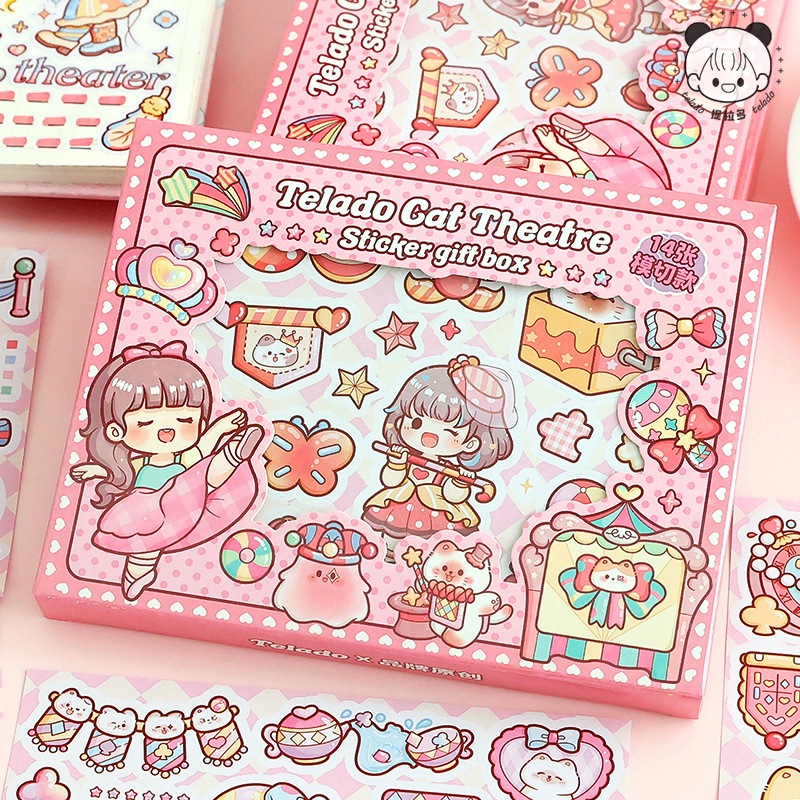 Telato Product variety, crystal ink technology, lovely cartoon square and waterproof sticker gift box