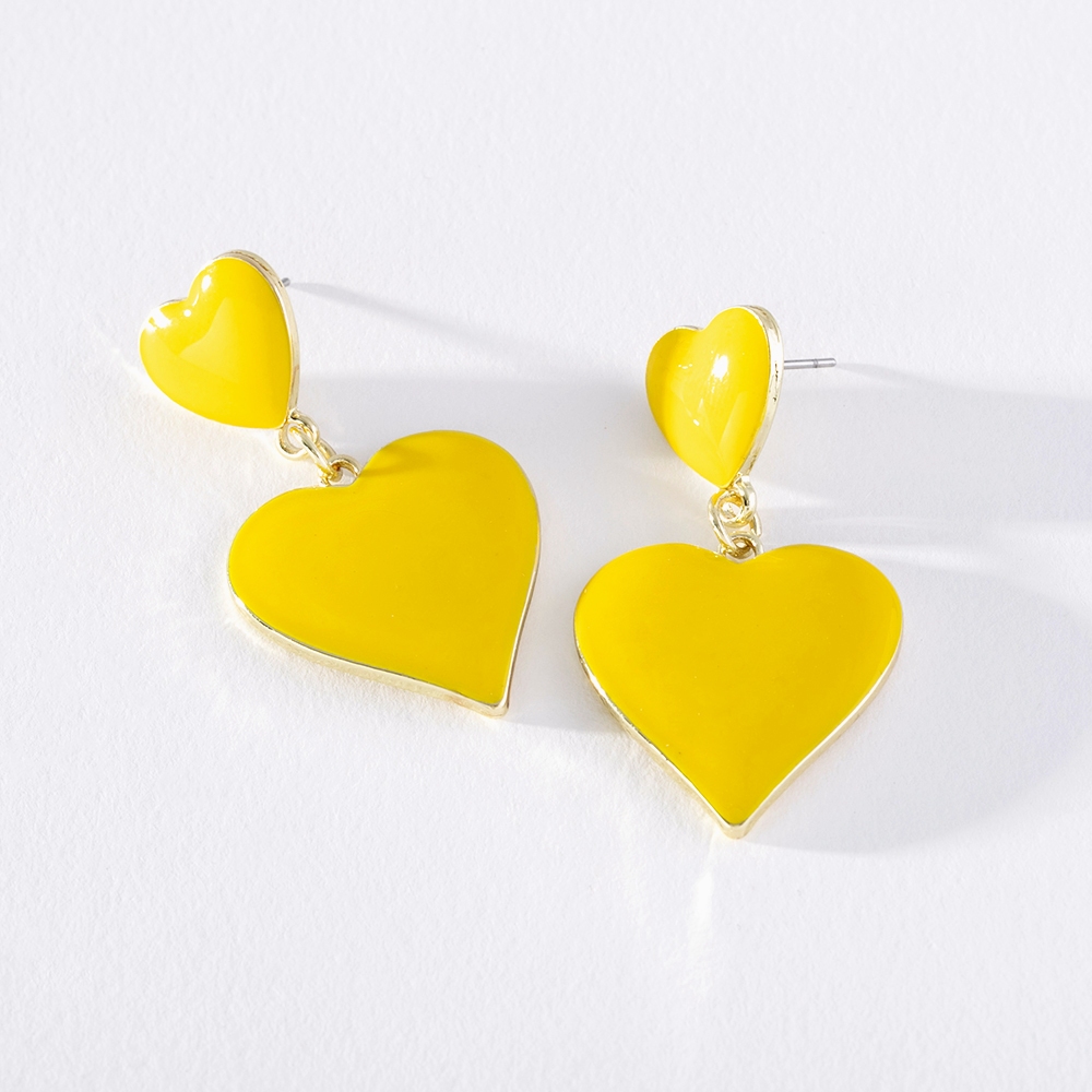 ต่างหูแฟชั่น สองชั้น รูปหัวใจ เรียบง่าย สร้างสรรค์ เครื่องประดับ สําหรับผู้หญิง PD1490 - รูปที่ 4