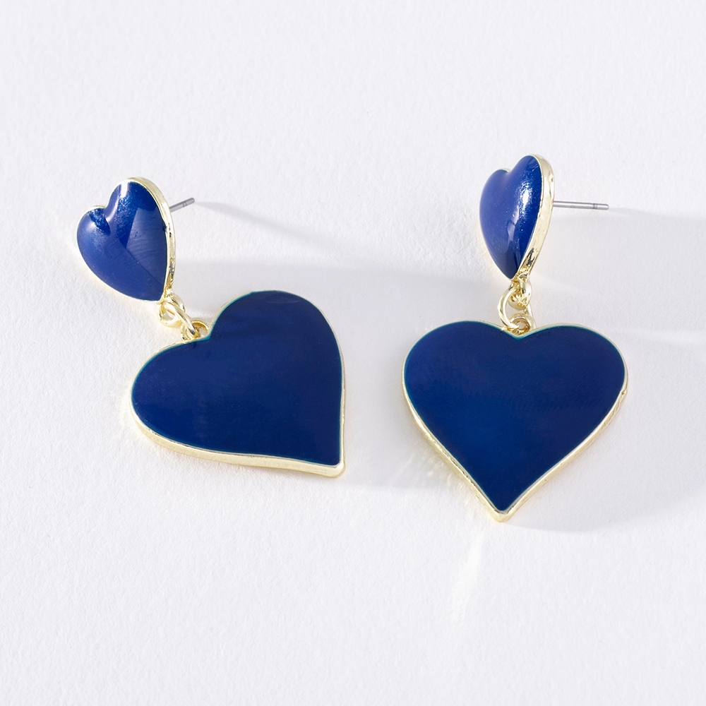 ต่างหูแฟชั่น สองชั้น รูปหัวใจ เรียบง่าย สร้างสรรค์ เครื่องประดับ สําหรับผู้หญิง PD1490 - รูปที่ 3