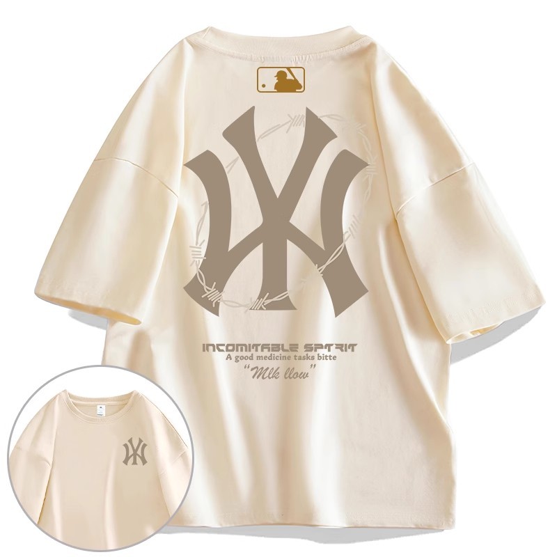 Mbl ใหม่ กีฬา พิมพ์ลาย แขนสั้น ลําลอง หลวม เสื้อยืด สําหรับผู้ชายและผู้หญิง คู่รัก
