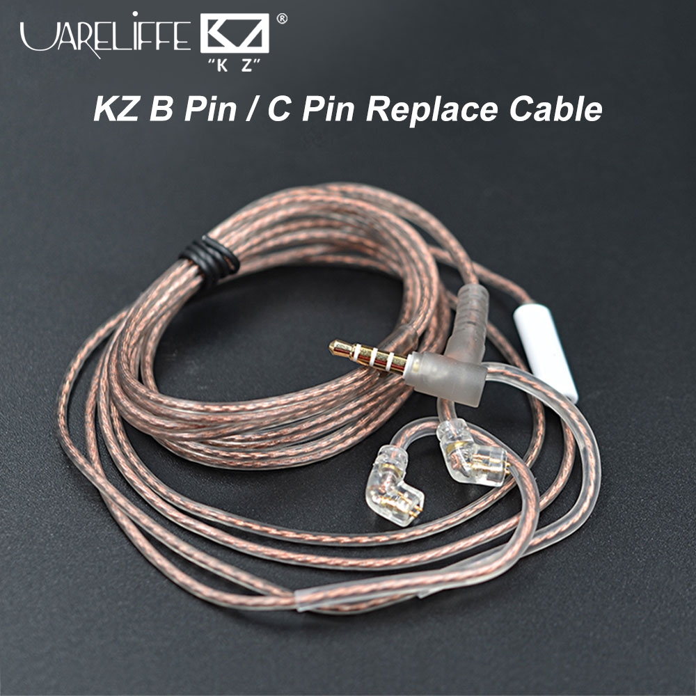Uareliffe KZ หูฟังเปลี่ยนสาย 2 Pin 0.75 มม.OFC แบนสายหูฟังอัพเกรดสาย B Pin/C Pin สําหรับ KZ EDX ZS10
