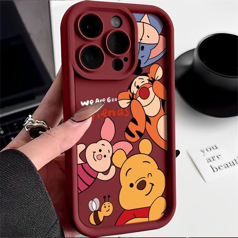 เคส Huawei Nova Y70 Nova Y71 Nova Y90 Nova Y91 Nova 6 SE Nova 7i Nova 7 Nova 7 Pro ซิลิโคนขอบตรงรูปแบบการ์ตูนตุ๊กตาหมีกรณีโทรศัพท์