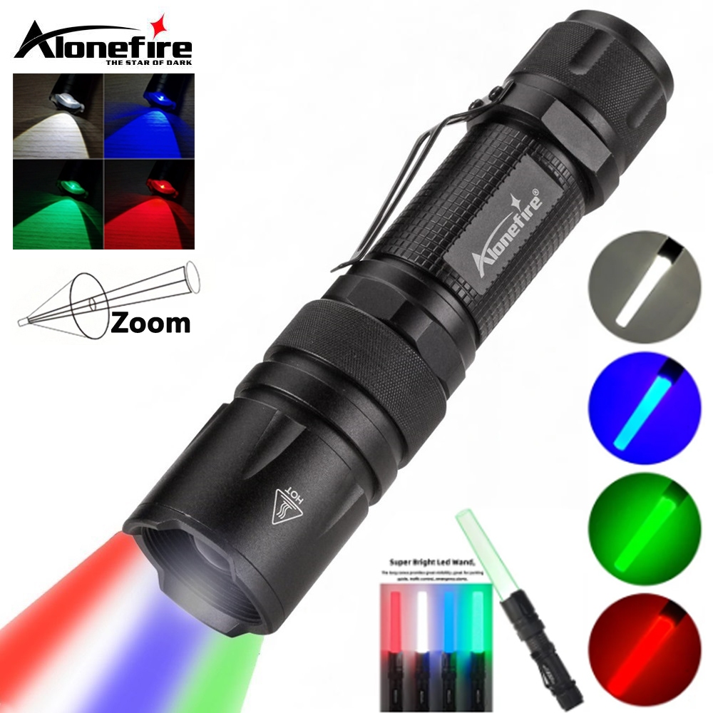 Alonefire X33 ไฟฉาย Led ซูมได้ 4 in 1 สีขาว แดง เขียว น้ําเงิน สําหรับถ่ายภาพเซลฟี่ เดินป่า ตั้งแคมป์ กลางแจ้ง