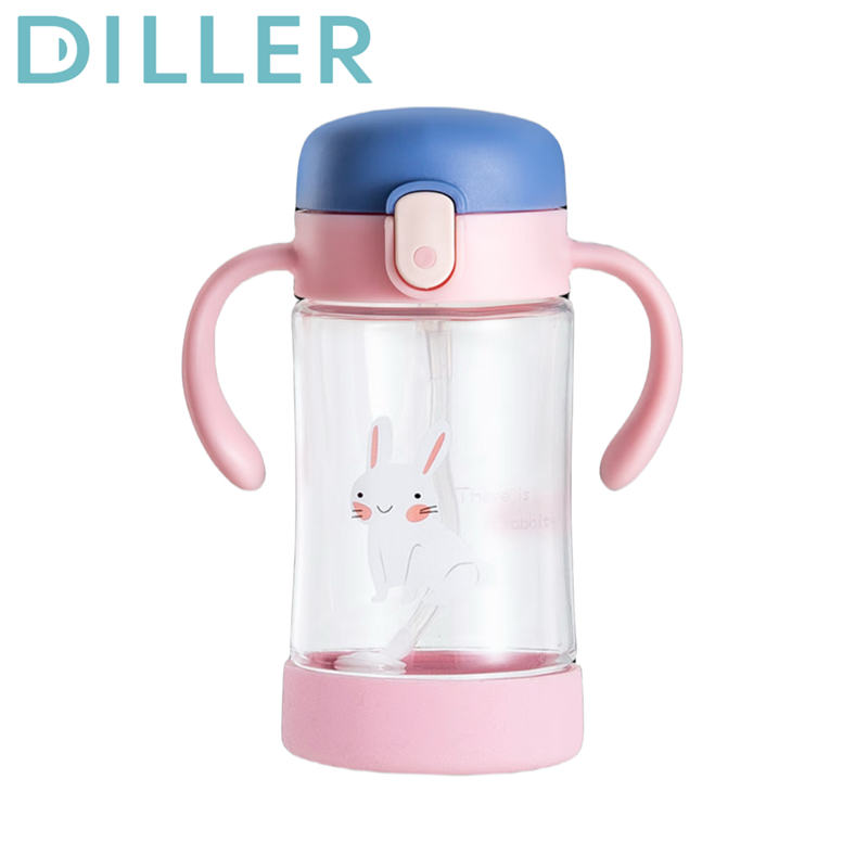 Diller ขวดน ้ ําเด ็ กเด ็ กนมให ้ อาหารเป ็ นมิตรกับสิ ่ งแวดล ้ อม BPA ฟรี Tritan ป ้ องกันการรั ่ วเด ็ ก Sippy ถ ้ วย 300ml D8855