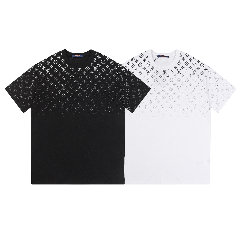 เสื้อยืดแขนสั้น พิมพ์ลายไล่โทนสี เหมาะกับฤดูใบไม้ผลิ สําหรับผู้ชาย และผู้หญิง 2024