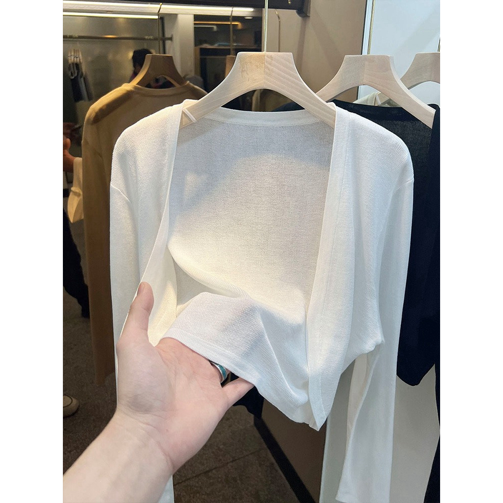เสื้อแจ็กเก็ตคาร์ดิแกน ผ้าถัก ขนาดเล็ก แฟชั่นฤดูร้อน สําหรับผู้หญิง