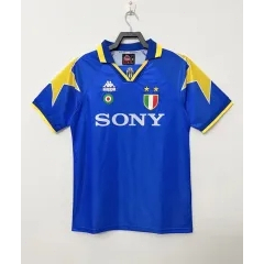 เสื้อกีฬาแขนสั้น ลายทีมชาติฟุตบอล Juventus 1995/1996 ชุดเยือน แนวเรโทร สีฟ้า เหลือง ขาว