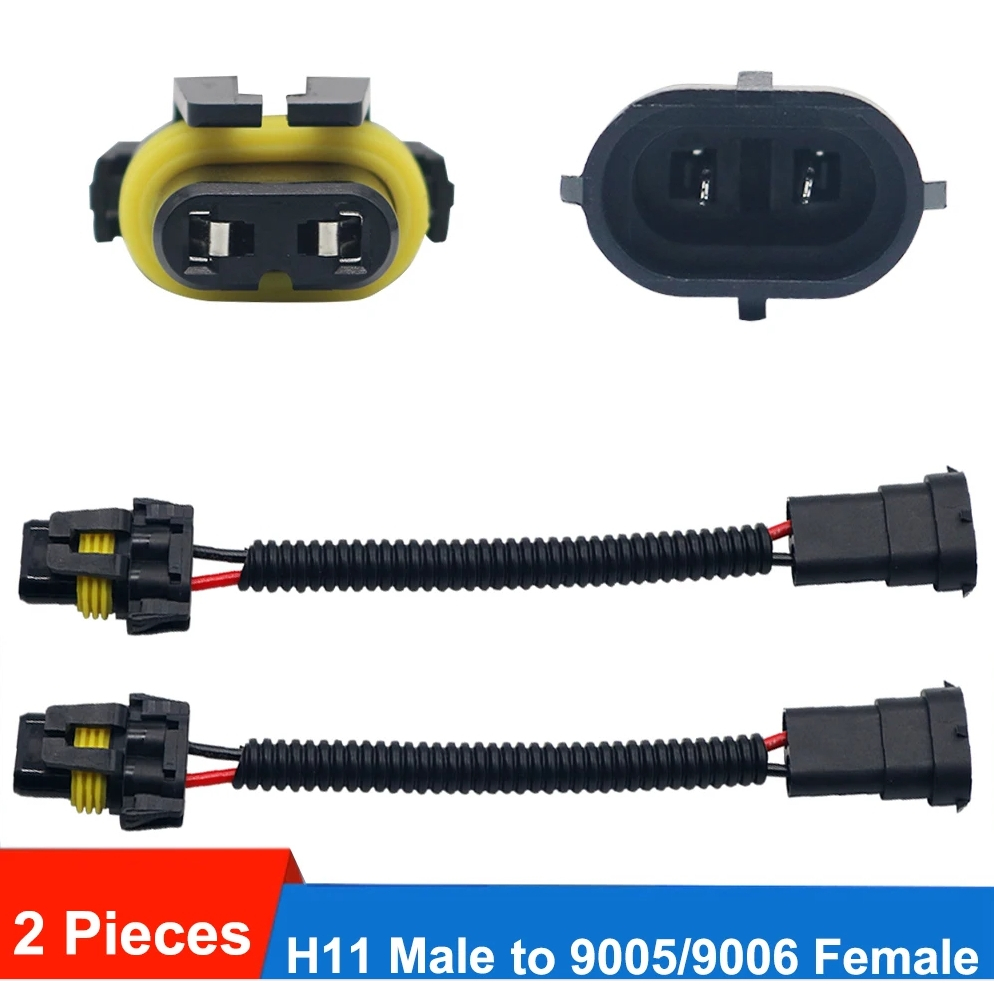 ปลั๊กซ็อกเก็ตเชื่อมต่อสายไฟตัดหมอก H11 เป็น 9005 HB3 9006 HB4 คุณภาพดี 2 ชิ้น