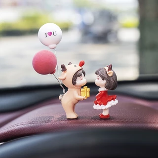 สุขสันต์วันคริสต์มาสตกแต่งรถ ตกแต่ง น่ารักคู่จูบเด็กสาวรถของเล่นเครื่องประดับรถอุปกรณ์ตกแต่งภายในรถคู่น่ารักเครื่องประดับแดชบอร์ดรถเครื