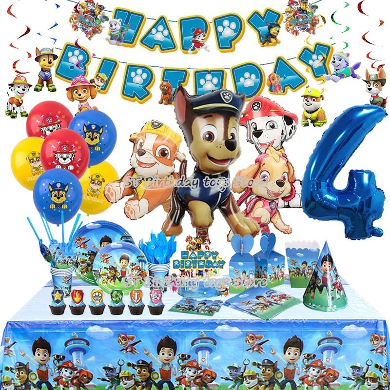 Paw Patrol ลูกโป่งยางฟอยล์อลูมิเนียม แบบใช้แล้วทิ้ง สําหรับตกแต่งปาร์ตี้วันเกิดเด็ก