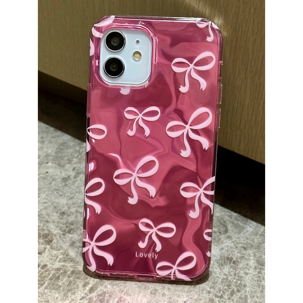 เคสโทรศัพท์แฟชั่นริบบิ้นโบว์สีชมพูและสีเงิน, ปลอกโทรศัพท์ป้องกันกันกระแทก, เข้ากันได้กับ ไอโฟน 16โปรแม็กซ์ 16 15 14 13 12 11