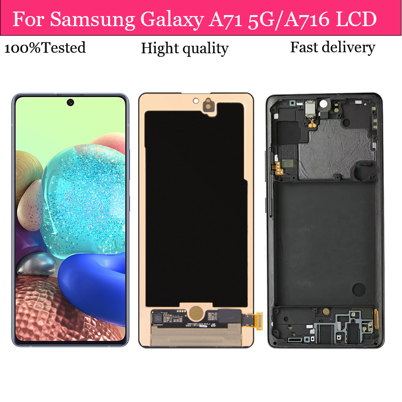 Oled อะไหล่หน้าจอสัมผัส LCD แบบเปลี่ยน สําหรับ SAMSUNG Galaxy A71 5G A716