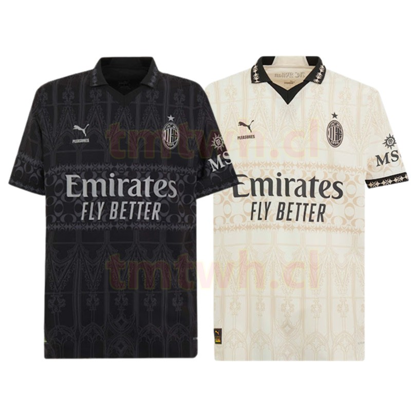 เสื้อฟุตบอล AC Milan Fourth สีดํา สีขาว สําหรับผู้ใหญ่ ผู้ชาย