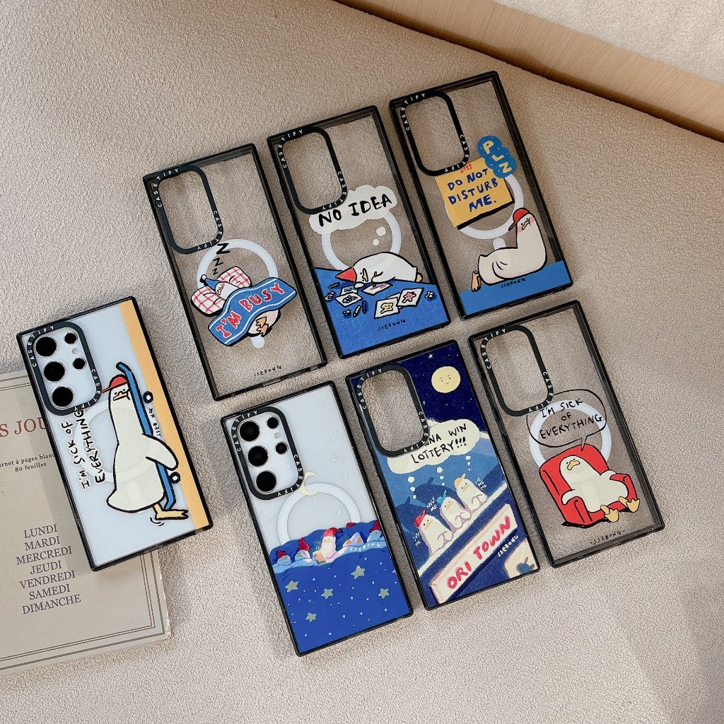 CUTE DUCKS, Dinosaur CT Samsung Acrylic Magnetic cover เข้ากันได้กับ Samsung S26/S25/S24/S23 เคสป้องกัน