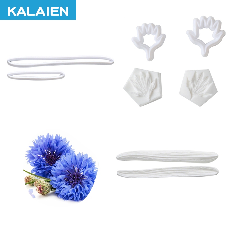 KALAIEN แม่พิมพ์ซิลิโคน รูปกลีบดอกไม้ และดอกข้าวโพด 6 ชิ้น สําหรับตกแต่งเค้ก