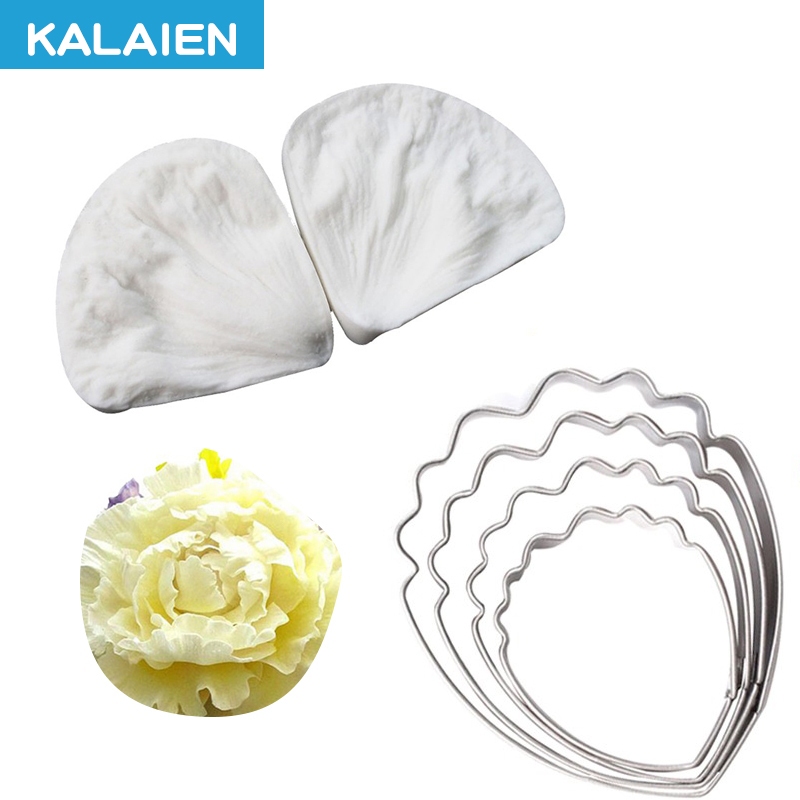 KALAIEN ชุดแม่พิมพ์ตัดคุกกี้ รูปกลีบดอกโบตั๋น 4 ชิ้น และแม่พิมพ์ทําขนมหวาน น้ําตาล 2 ชิ้น