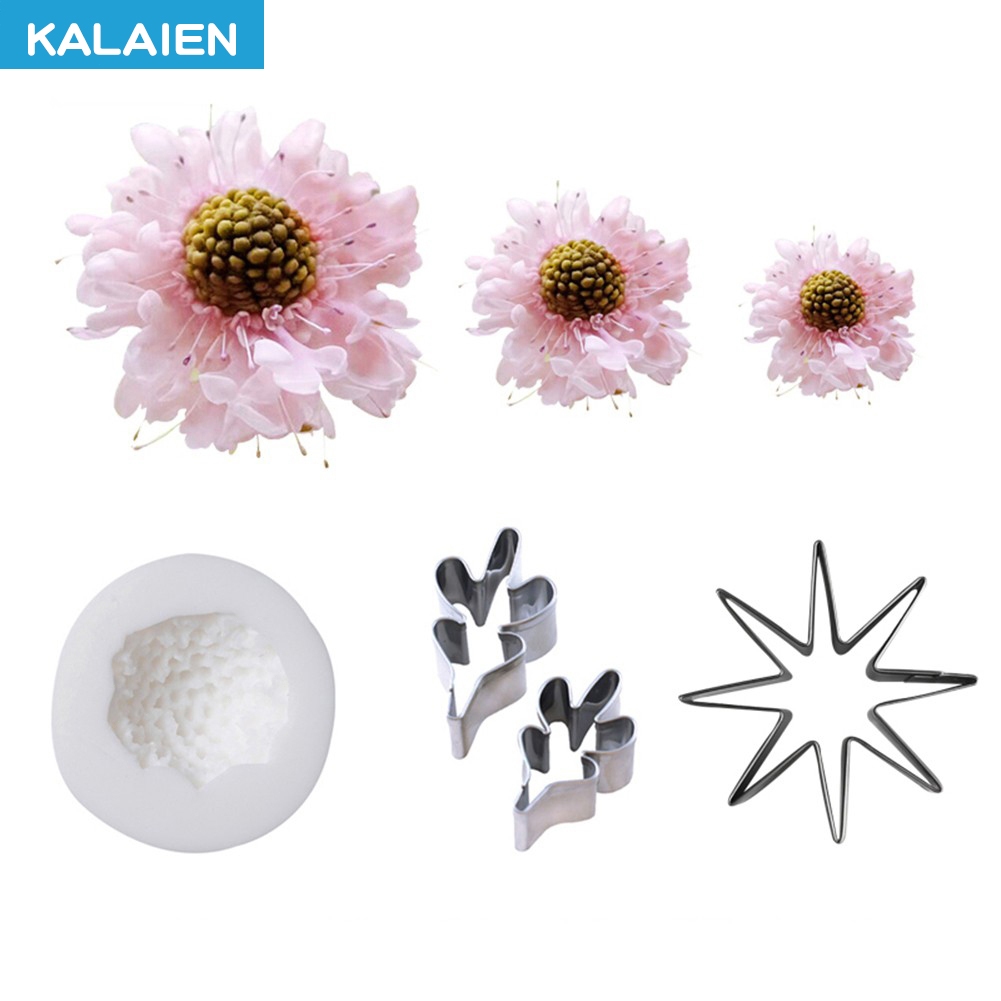 KALAIEN Scabiosa แม่พิมพ์ซิลิโคน สําหรับทําเค้ก ช็อคโกแลต ฟองดองท์