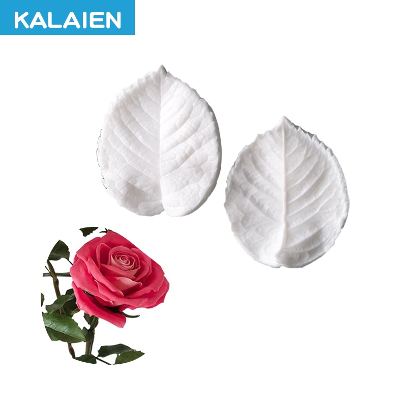 KALAIEN แม่พิมพ์ซิลิโคน รูปกลีบดอกกุหลาบ สําหรับทําเค้ก ฟองดองท์ 2 ชิ้น