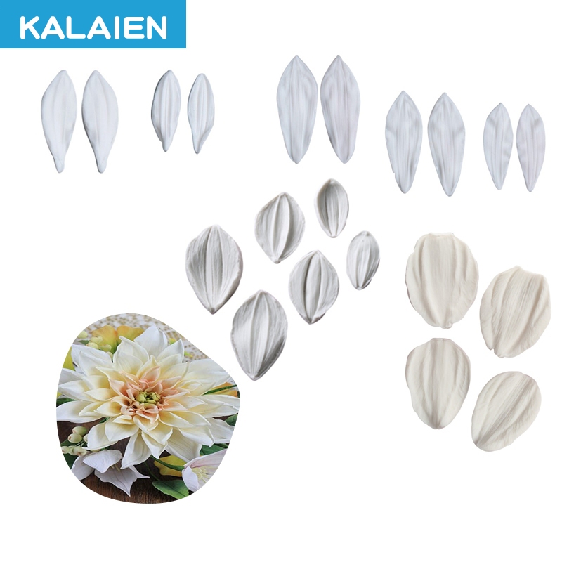 KALAIEN Dahlia แม่พิมพ์ซิลิโคน รูปกลีบดอกไม้ สําหรับตกแต่งเค้ก