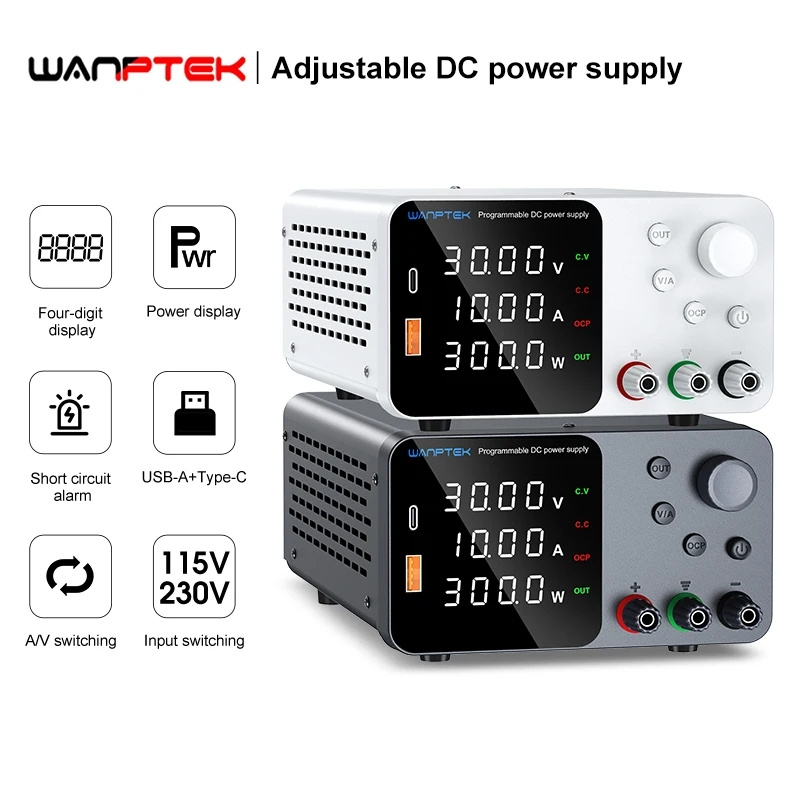 Wanptek ห้องปฏิบัติการ DC Power Supply ปรับ 30V 10A 60V 5A สําหรับซ่อมโทรศัพท์ชาร์จแบตเตอรี่ Lab Ben