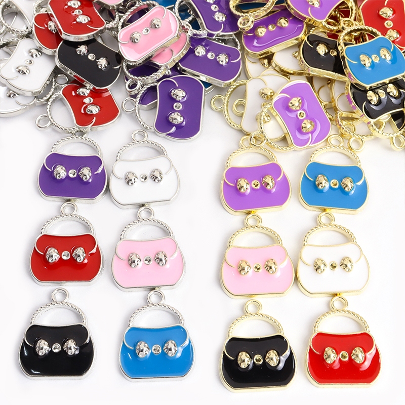 10 ชิ้น สร้างสรรค์ เลดี้ กระเป๋าถือ เคลือบน้ํามันหยด จี้ห้อยโทรศัพท์ พวงกุญแจ ที่มีสีสัน กระเป๋าจัดแต่งทรงผม จี้ สนุก เครื่องประดับ อุปกรณ์พอดี DIY ของขวัญสําหรับผู้หญิง เด็กผู้หญิง