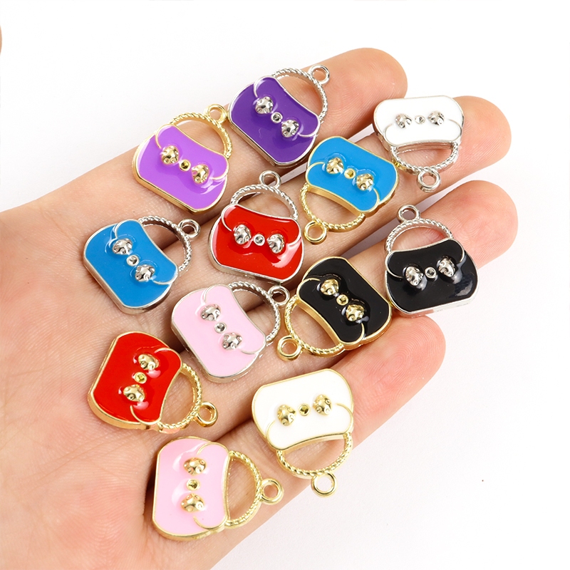 10 ชิ้น สร้างสรรค์ เลดี้ กระเป๋าถือ เคลือบน้ํามันหยด จี้ห้อยโทรศัพท์ พวงกุญแจ ที่มีสีสัน กระเป๋าจัดแต่งทรงผม จี้ สนุก เครื่องประดับ อุปกรณ์พอดี DIY ของขวัญสําหรับผู้หญิง เด็กผู้หญิง